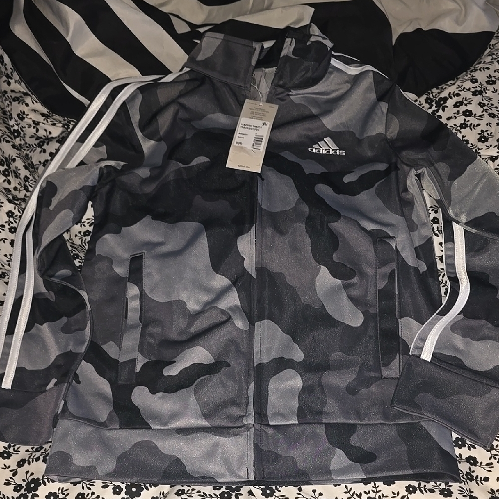 Adidas Kids Camo Jacket - Black and Gray